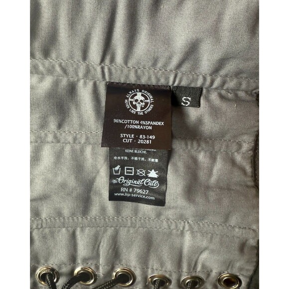 Vintage Lip Service Gothic Lolita Victorian Gray Black Lace Corset Cincher XL - Picture 4 of 6